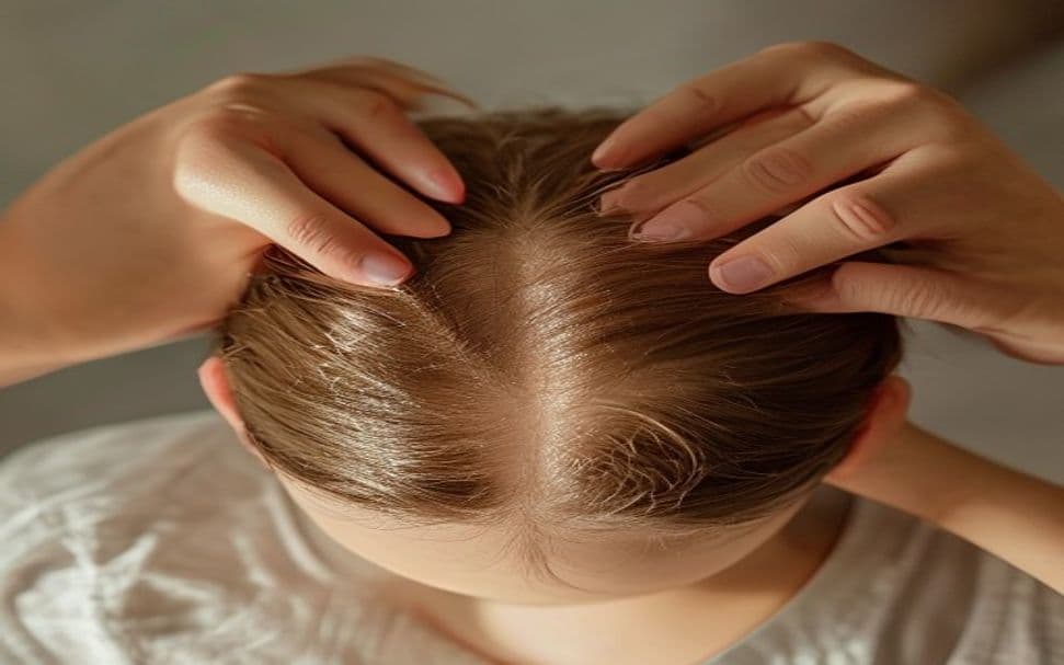 Mulher recebendo massagem no couro cabeludo em salão de beleza, técnica para estimular o crescimento capilar