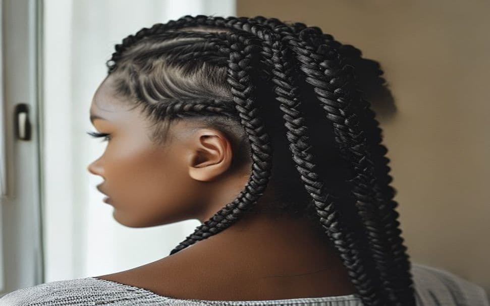 Tranças box braids feitas em cabelo afro